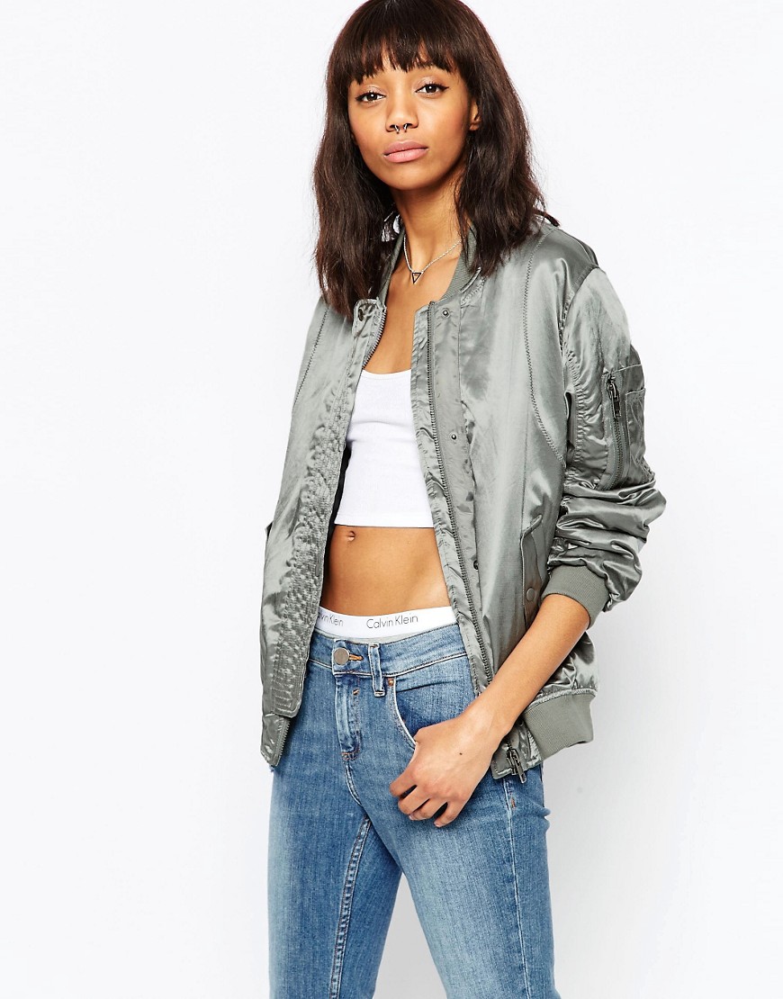 Image 1 of ASOS Luxe Bomber Jacket In Satin
