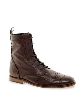 Image 1 of ASOS Brogue Boots With Leather Sole