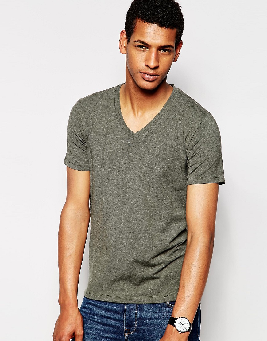 Image 1 of Selected Homme V Neck T-Shirt in Pima Cotton