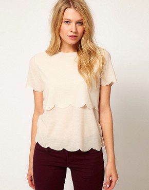 Image 1 of ASOS Top with Double Scallop
