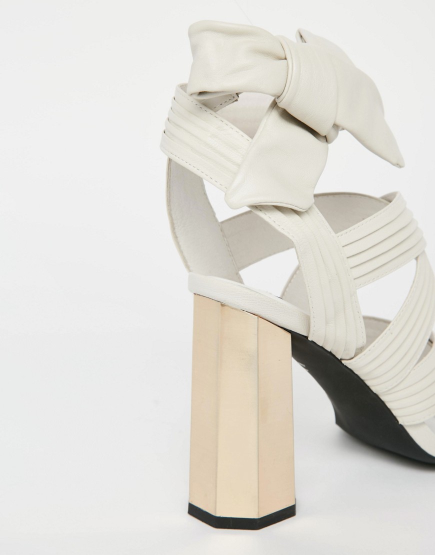 Image 3 of Senso Neave Stone Leather Tie Up Metallic Heel Sandals