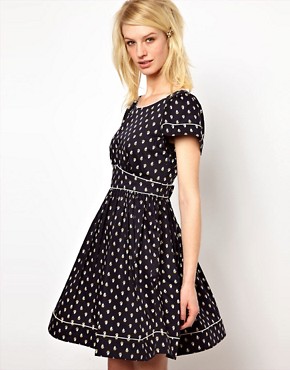 Orla Kiely Cut Out Back Dress in Little Galleon Print Cotton