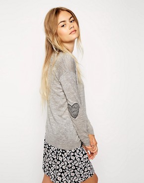 Image 1 of ASOS Jumper With Heart Elbow Patch