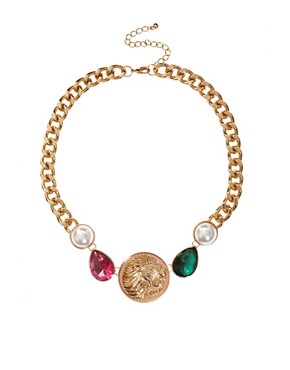Image 1 of ASOS Jewel & Coin Necklace
