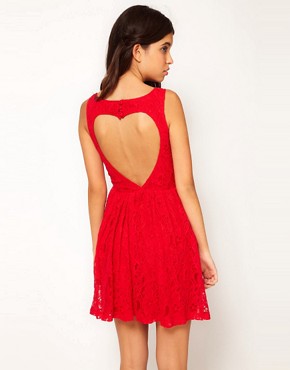 Image 1 of Rare Lace Skater Dress With Heart Cut Out Back
