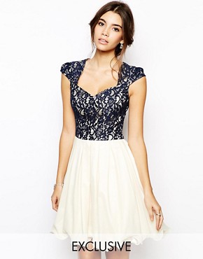 Chi Chi London Lace Prom Dress with Sweetheart Neck 