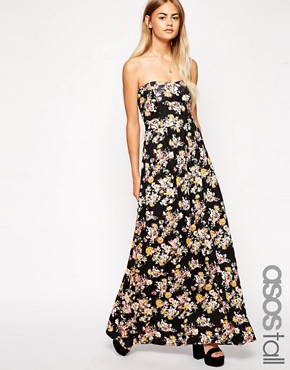 Image 1 of ASOS TALL Exclusive Floral Bandeau Maxi Dress