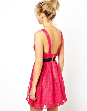 Image 2 of ASOS PETITE Exclusive Lace Skater Dress with Cut Out Strap