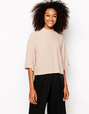 Image 1 of Monki High Neck Pleat Front Blouse
