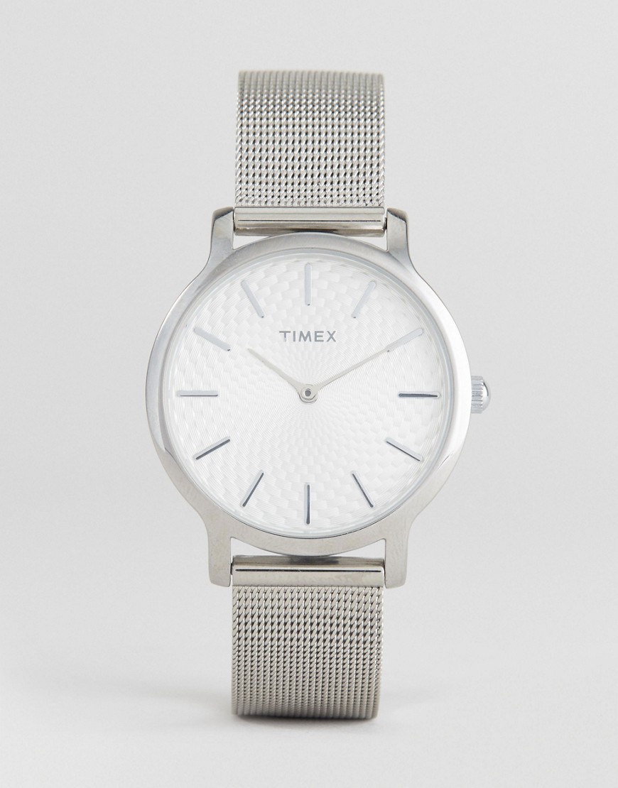 Серебристые часы Timex TW2R36200 Skyline 34 мм - Серебряный