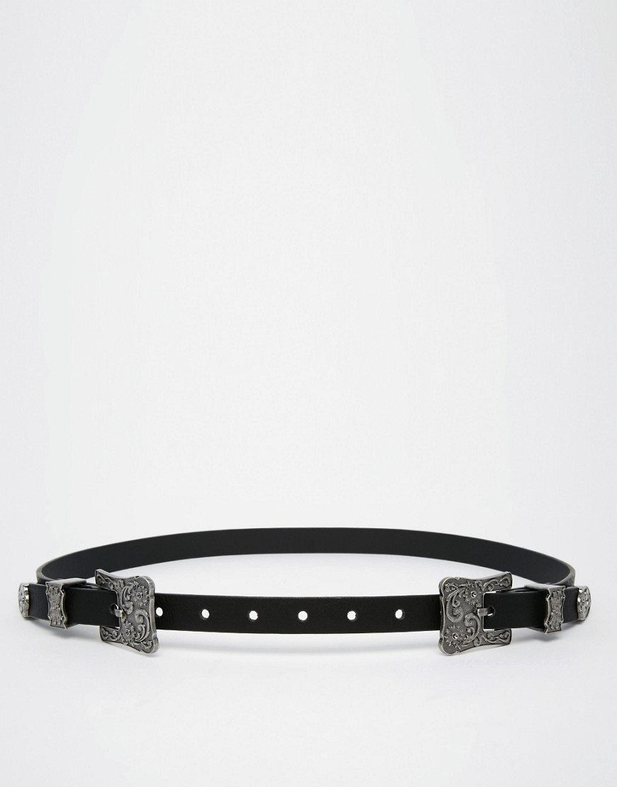 Image 1 of ASOS Square Western Double Buckle Waist And Hip Belt