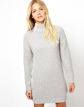 ASOS Jumper Dress In Chunky Stitch With High Neck