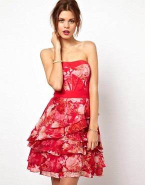 Karen Millen Strapless Prom Dress in Floral Print