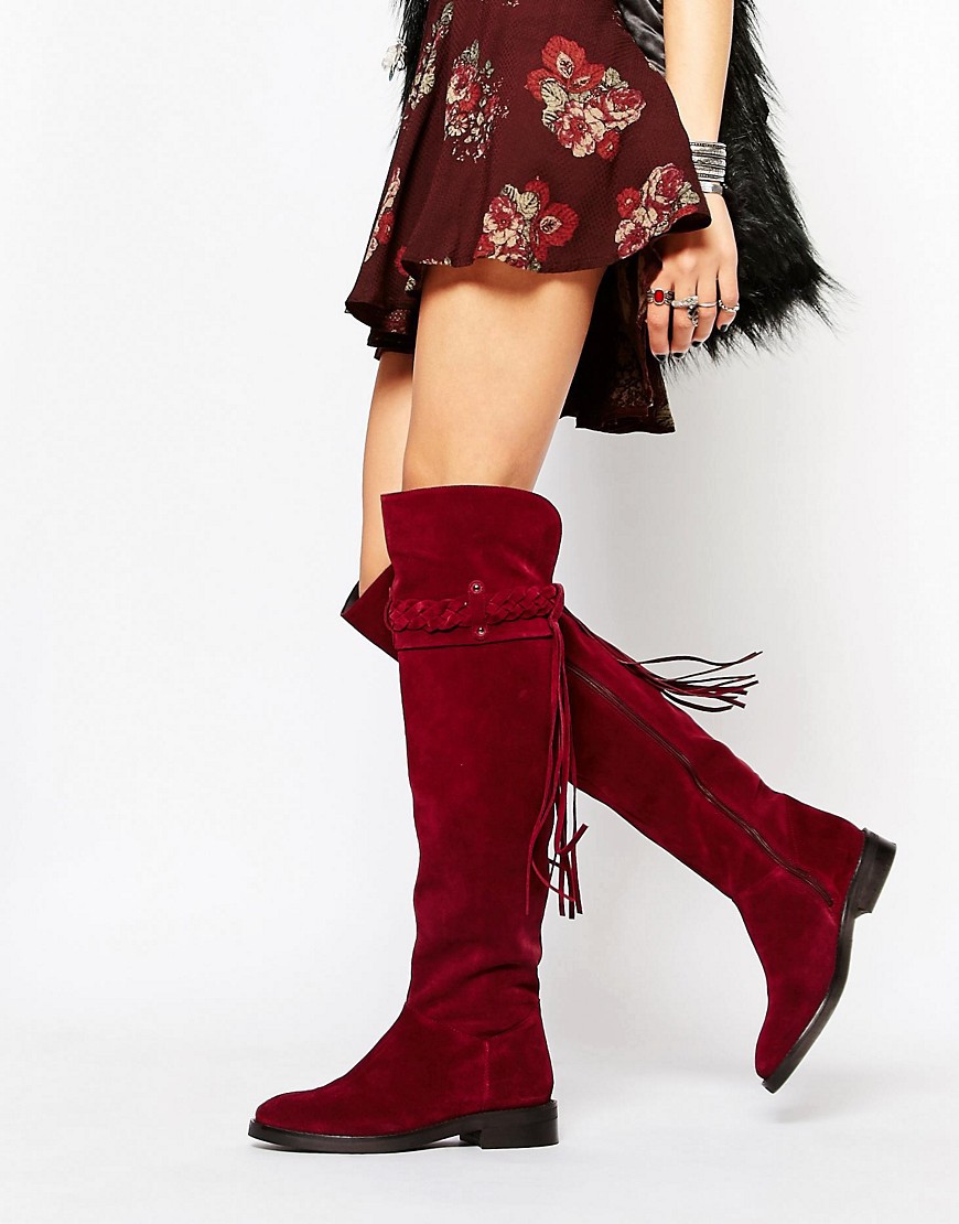 Image 1 of ASOS KILO Suede Flat Over The Knee Boots