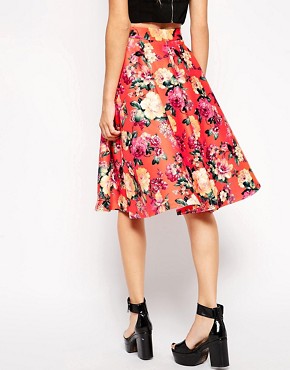 Image 2 of ASOS Floral Midi Skirt In Scuba