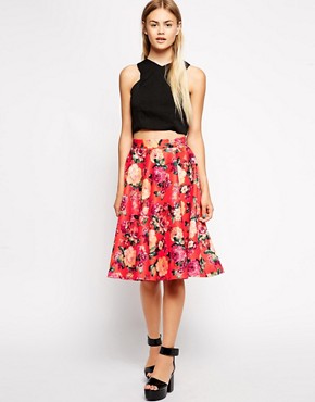 Image 1 of ASOS Floral Midi Skirt In Scuba
