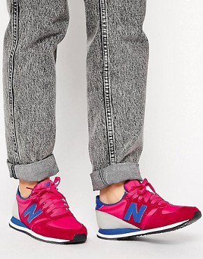 New Balance 420 Suede Mix Pink & Blue Trainers