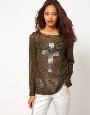 Image 1 of ASOS Jumper With Studded Cross Sign