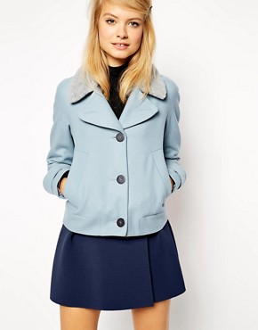  ASOS Jacket With Rounded Shoulder And Borg Collar