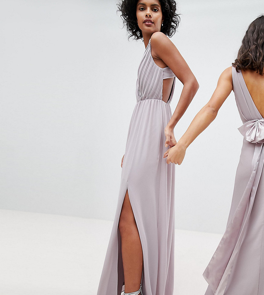 Imagen principal de producto de Vestido de dama de honor maxi plisado con detalle en la espalda de TFNC - TFNC