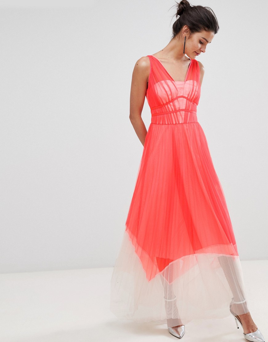 Imagen principal de producto de Vestido largo con diseño plisado en colour block Luca de Coast - Coast