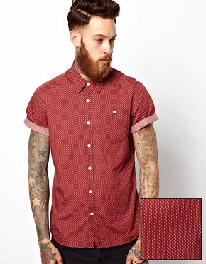 ASOS Shirt In Short Sleeve With Double Polka Dot Print 