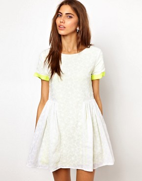 Image 1 of Lashes Of London Smock Dress In Lace With Fluro Contrast