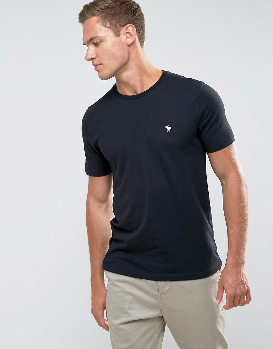 Черная облегающая футболка с круглым вырезом и логотипом Abercrombie &