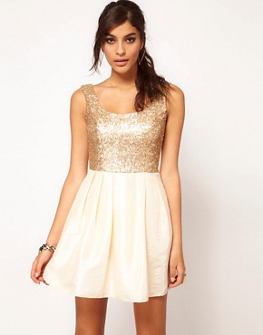 Image 1 of ASOS Sequin Dress with Square Neck