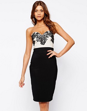 Lipsy Bandeau Pencil Dress With Lace Bust 