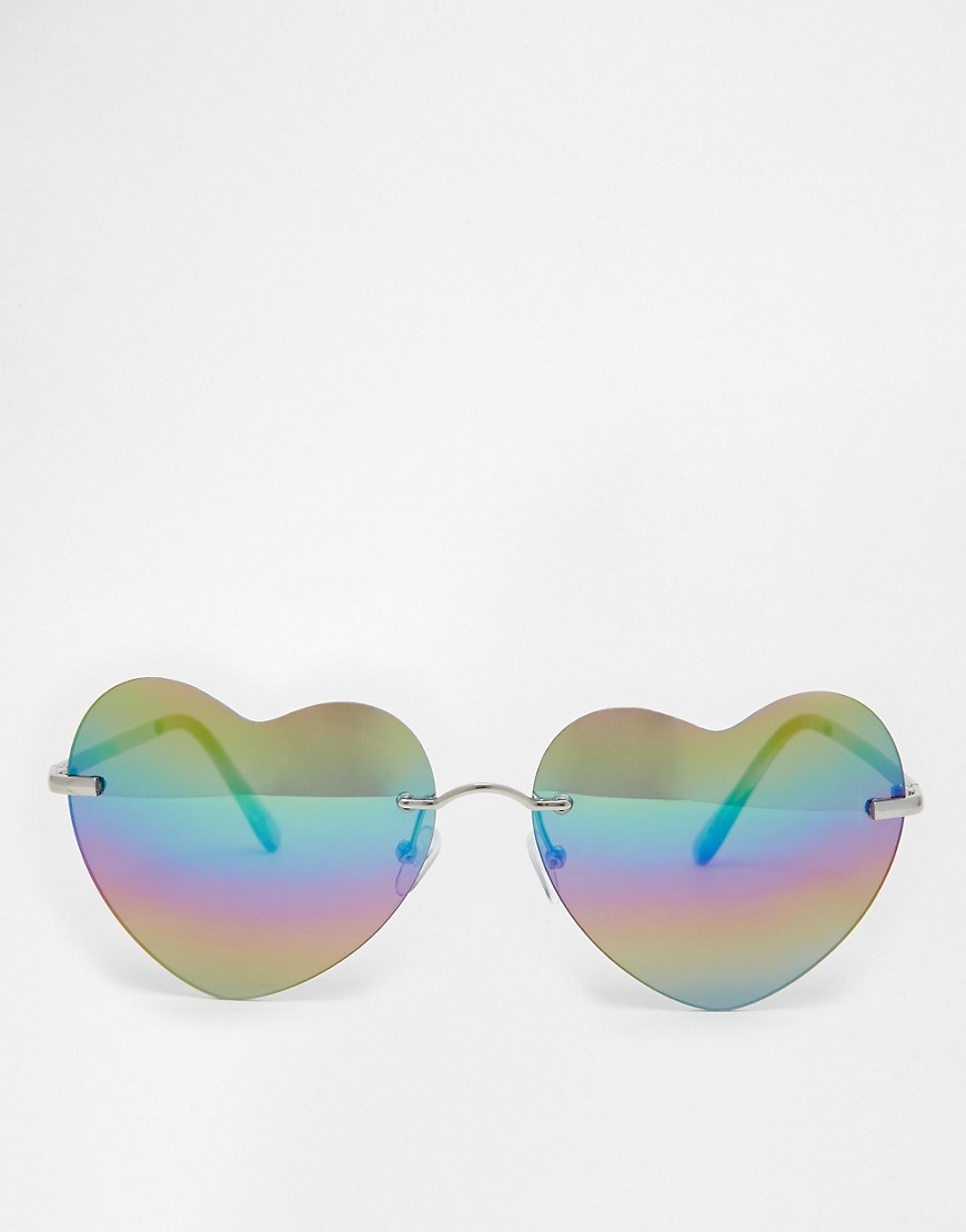 Image 2 of ASOS Heart Sunglasses With Flash Lens