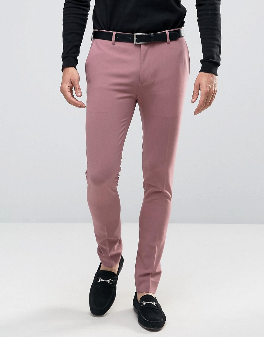 Розовые суперузкие брюки в строгом стиле ASOS - Розовый