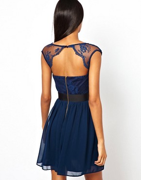 Image 2 of Elise Ryan Skater Dress with Scallop Lace