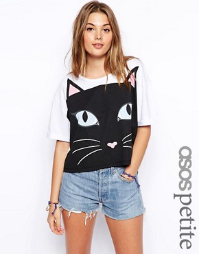 Image 1 of ASOS PETITE Exclusive Meow T-Shirt