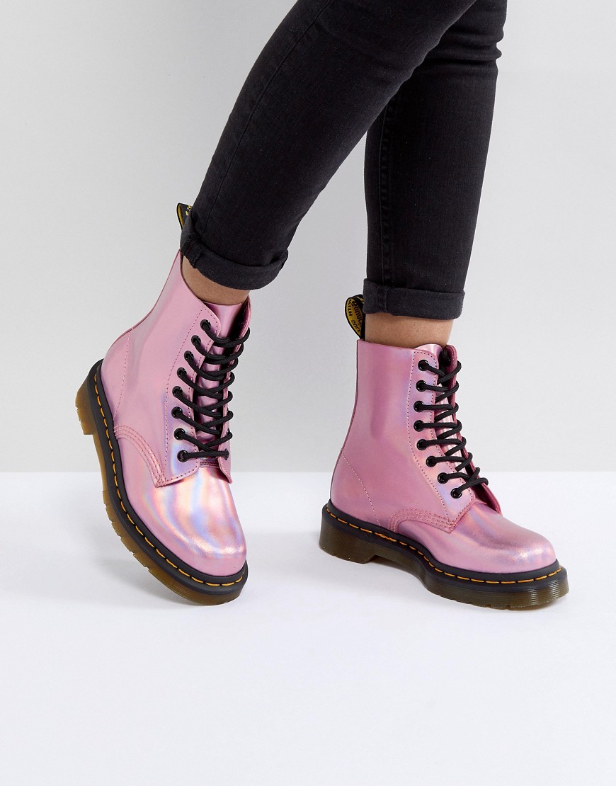 Розовые кожаные ботинки со шнуровкой Dr.Martens - Розовый