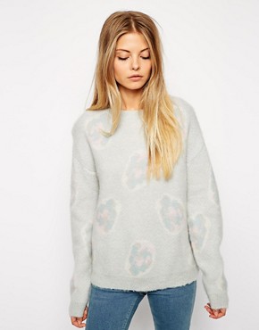 Image 1 of ASOS Jumper In Brushed Mohair With Floral Pattern