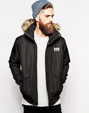 Helly Hansen Short Parka with Insulation and Faux Fur Hood 