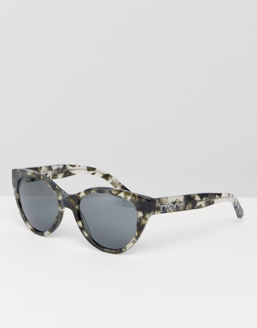 Солнцезащитные очки кошачий глаз в черепаховой оправе DKNY - Черный
