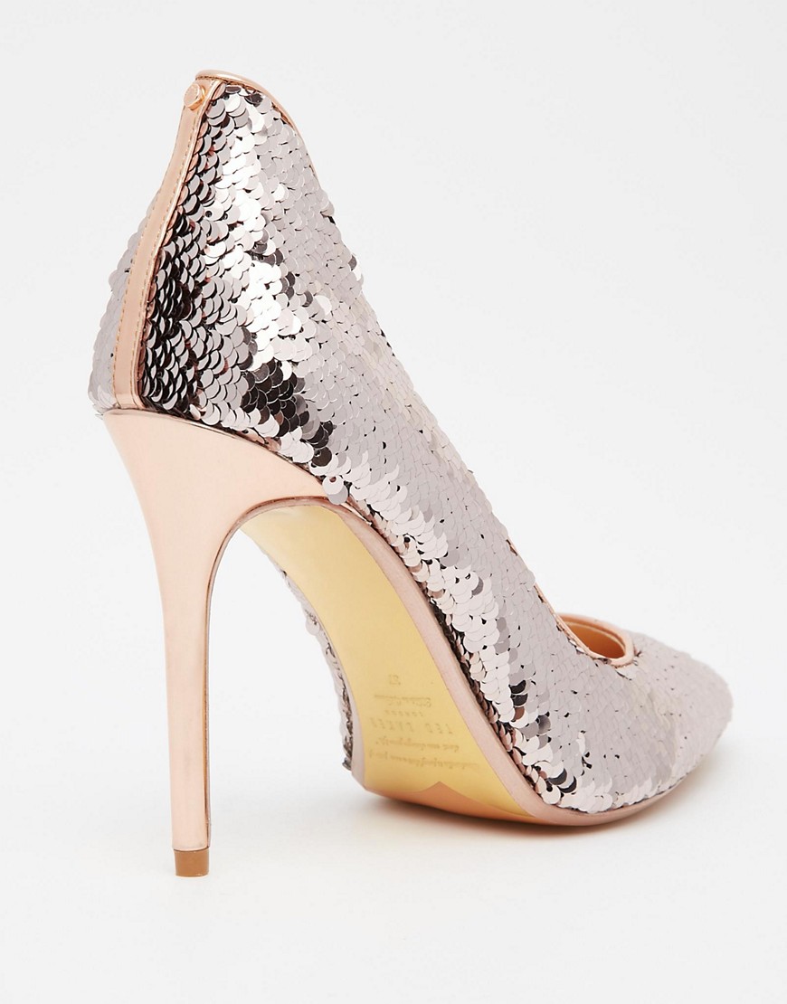 Image 3 of Ted Baker Savenniers Metallic Leather & Sequin Court Shoes