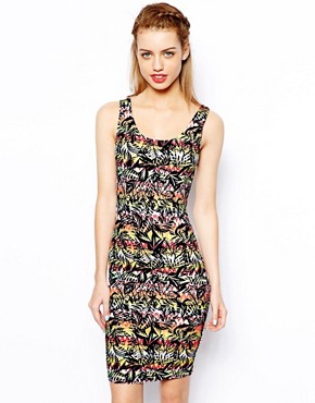 Image 1 of New Look Tropical Print Bodycon Dress