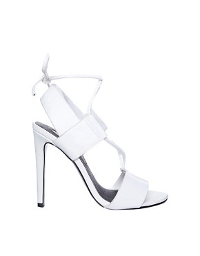 Image 1 of River Island Pang White Strappy Tie Up Peep Sandals