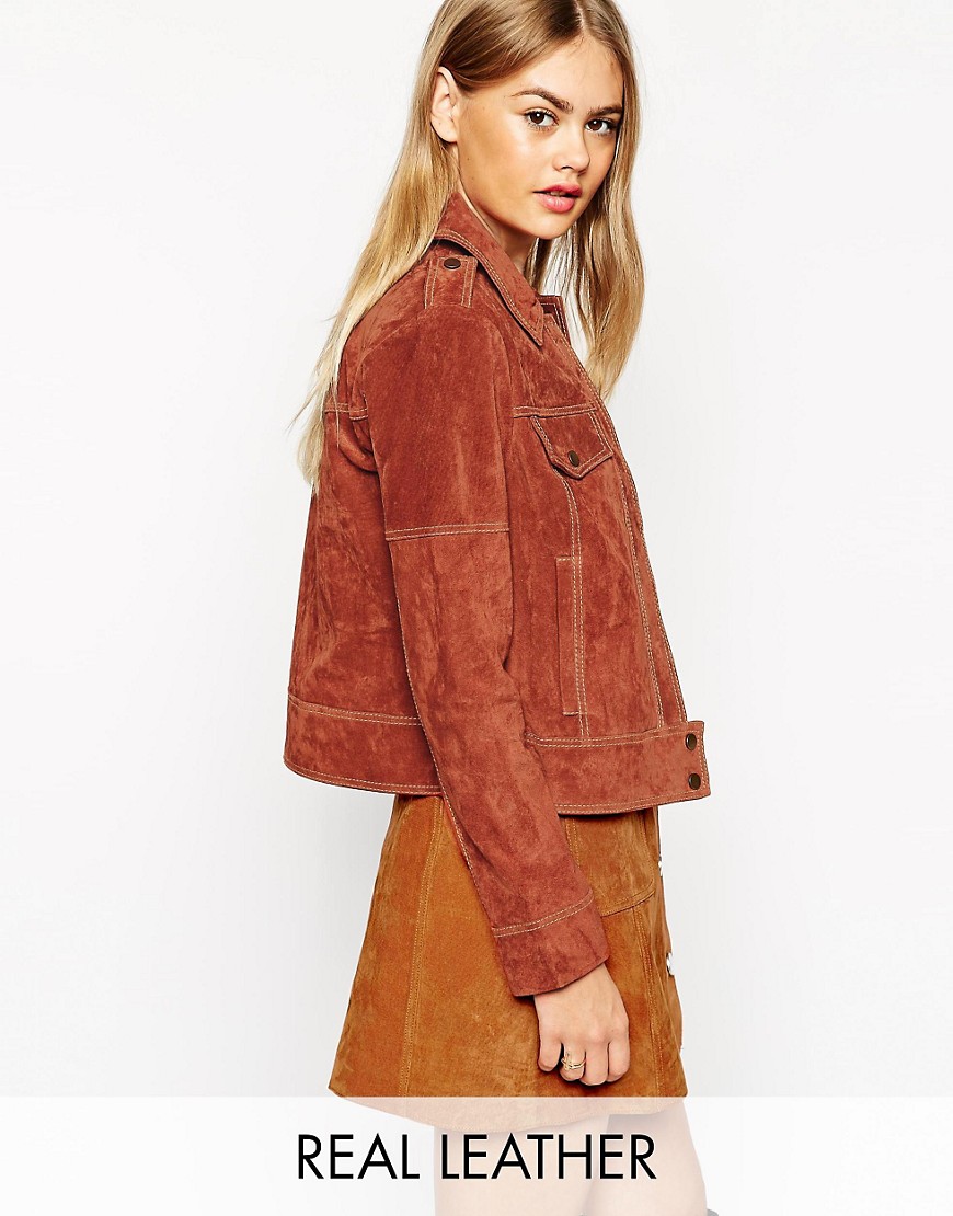 Image 1 of ASOS Western Jacket In Suede With Stitch Detail