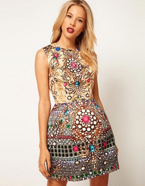 Image 1 of ASOS Structured Dress In Jewel Print