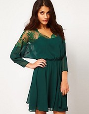 ASOS Skater Dress with Lace Top & Scallop Neck