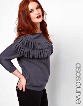 ASOS CURVE Sweat Top With Fringe