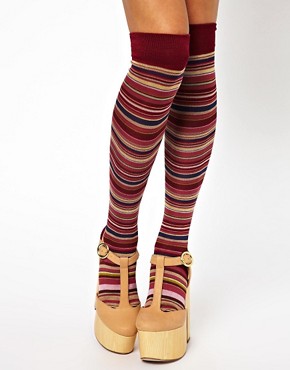 Image 1 of Paul Smith Classic Multi Stripe Over The Knee Socks