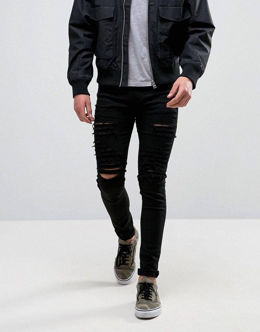Черные облегающие джинсы с рваной отделкой Criminal Damage - Черный