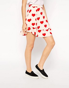 Image 4 of ASOS Skater Skirt in Heart Print