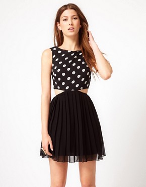 Image 1 of AX Paris Polka Dot Dress With Cut Out
