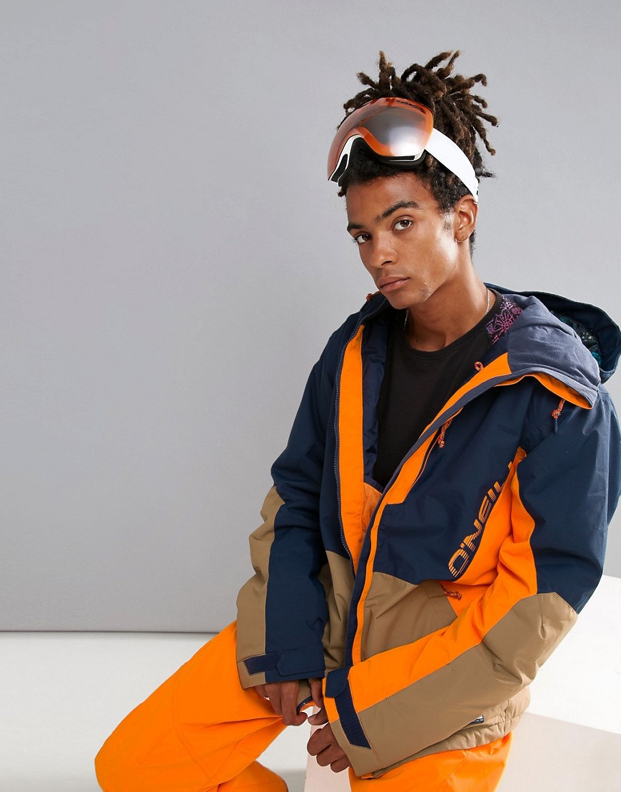 Сине-оранжевая горнолыжная куртка с принтом ONeill Suburbs